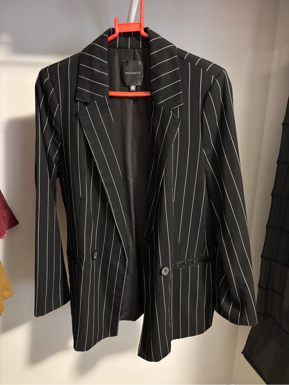 Dynamite Black Pinstripe Blazer